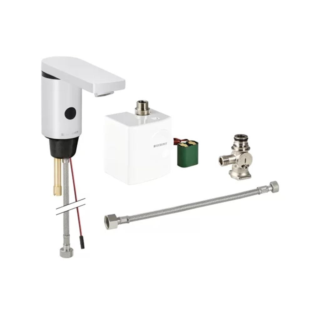 Geberit Type 186 Fotoselli Lavabo Bataryası, Çift Su Girişli, Dıştan Miks, Elektrikli
