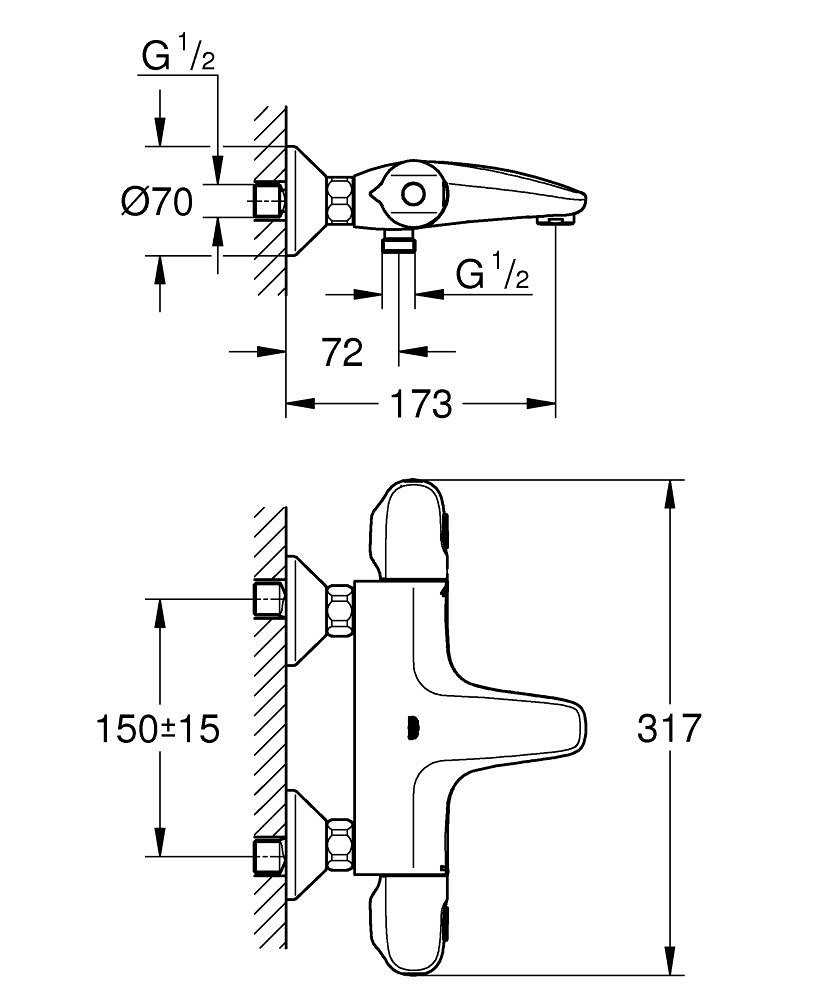 Grohe Grohtherm 1000 New Termostatik Banyo Bataryası Mat Siyah