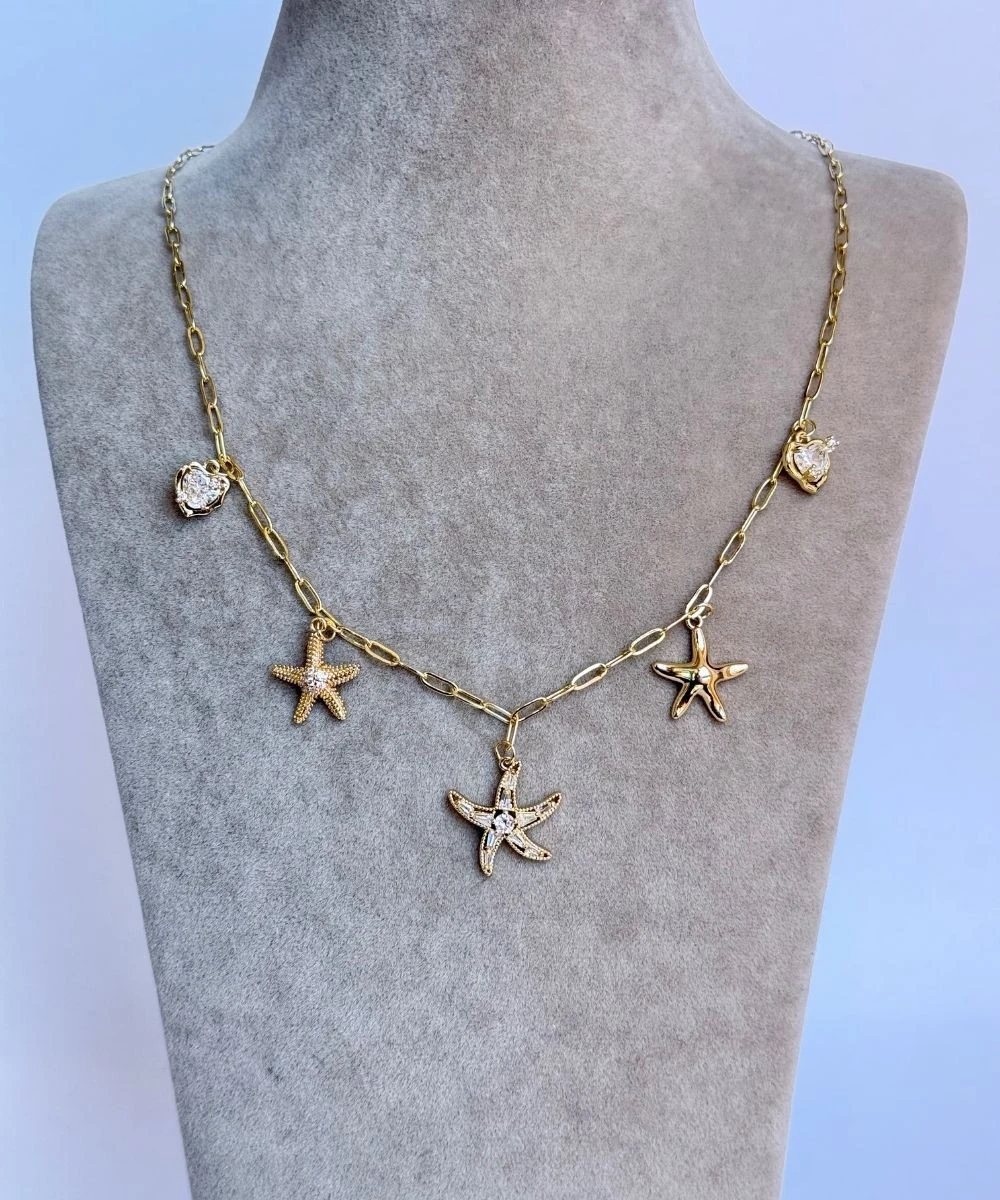 Çelik  Taşlı Deniz Yıldızı  Kolye
