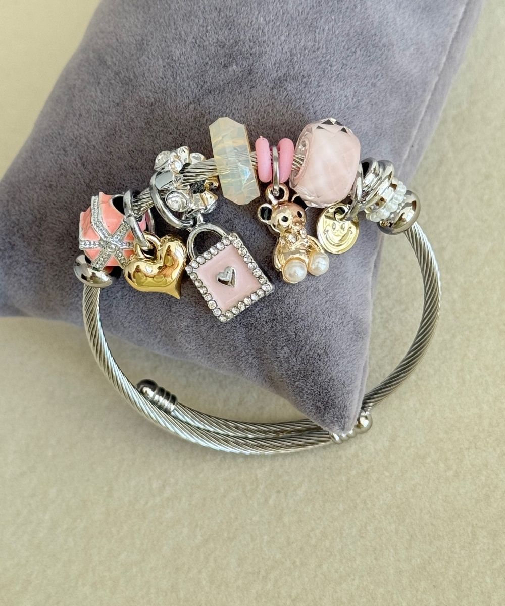 Pndr Kalp Çanta Pembe Bileklik