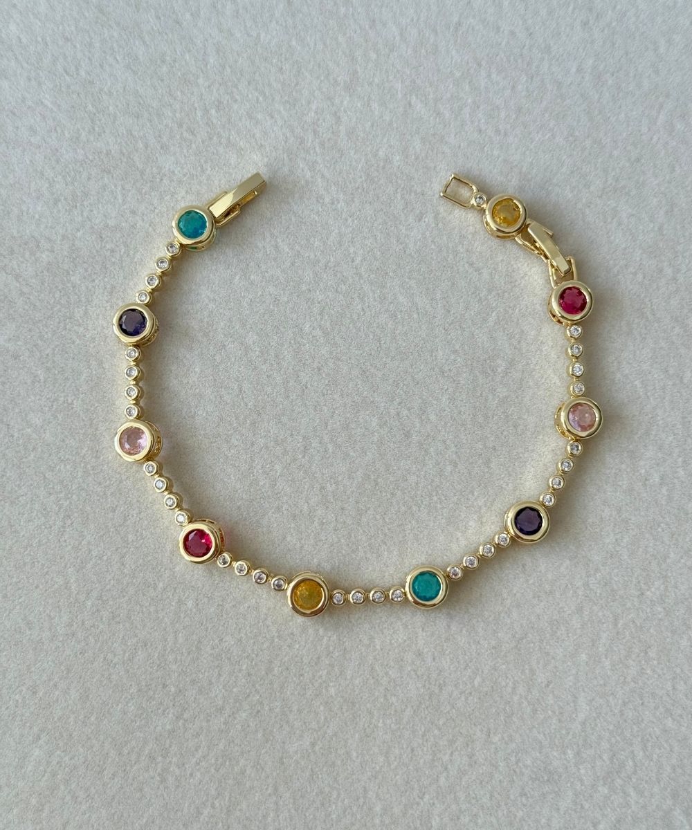 Ysx Renkli Yuvarlak Taşlı Bileklik
