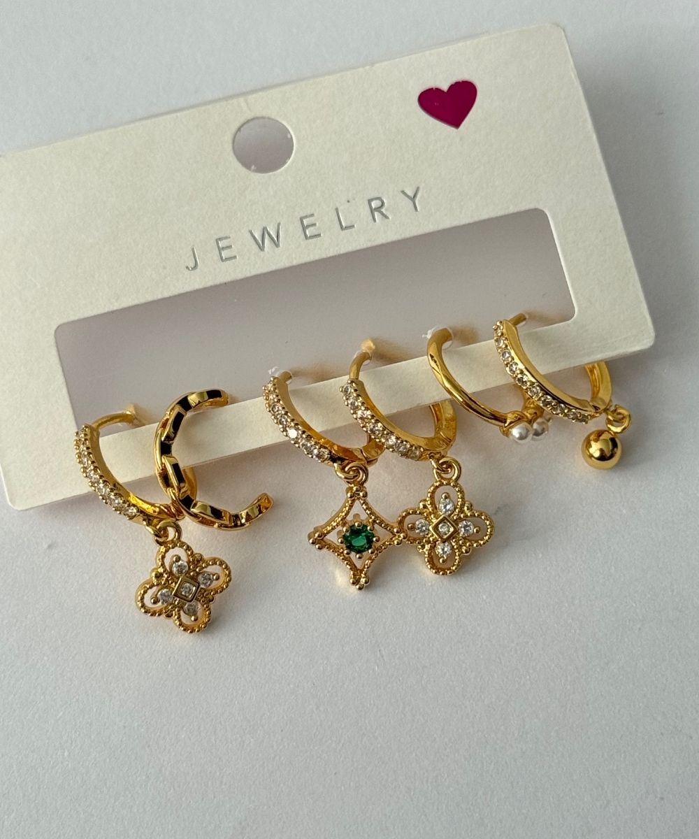 Bijuteri Yoncalı 6'Lı Küpe