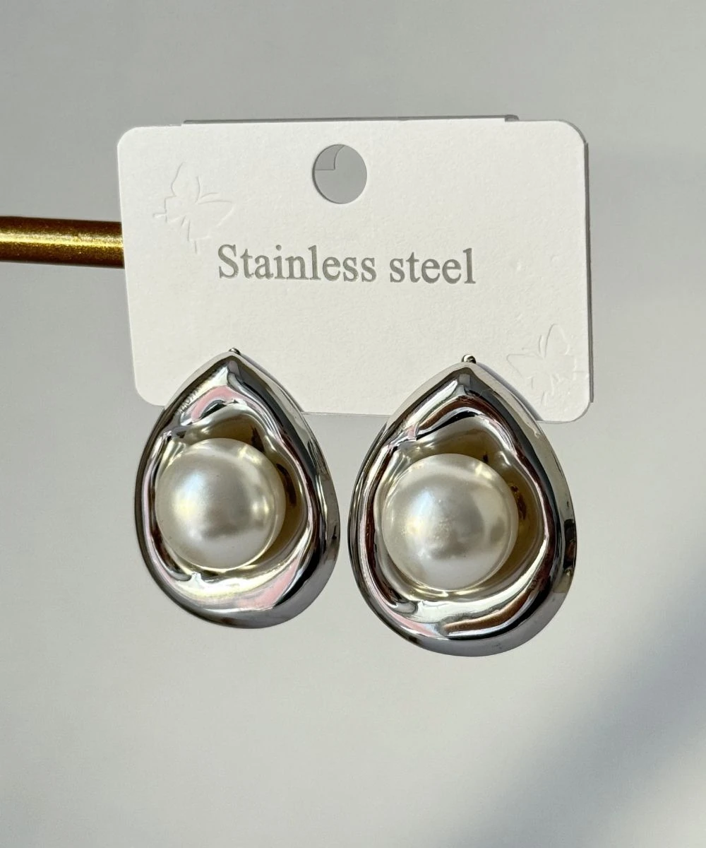 Çelik 2'Li Damla İnci Küpe