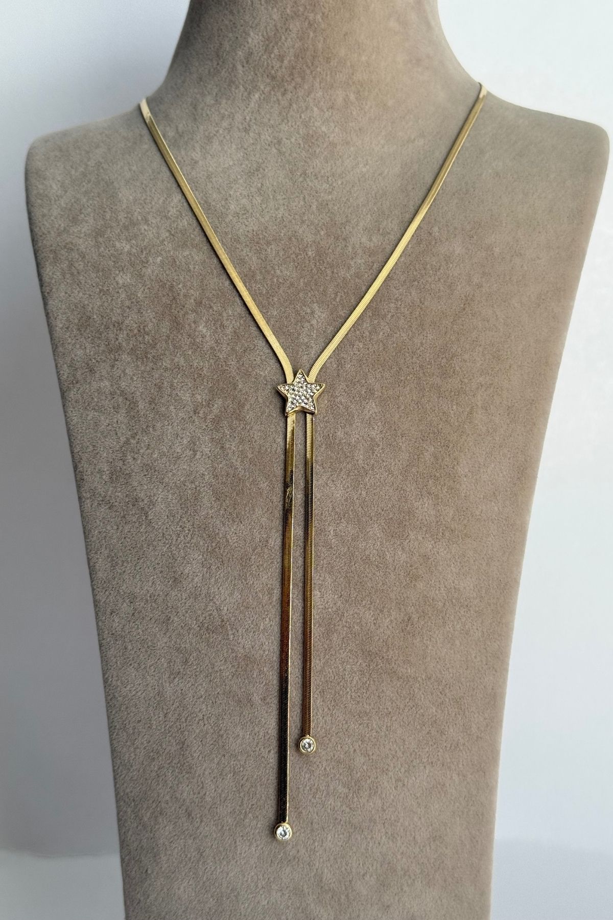 Çelik İtalyan Taşlı Yıldız Y Kolye