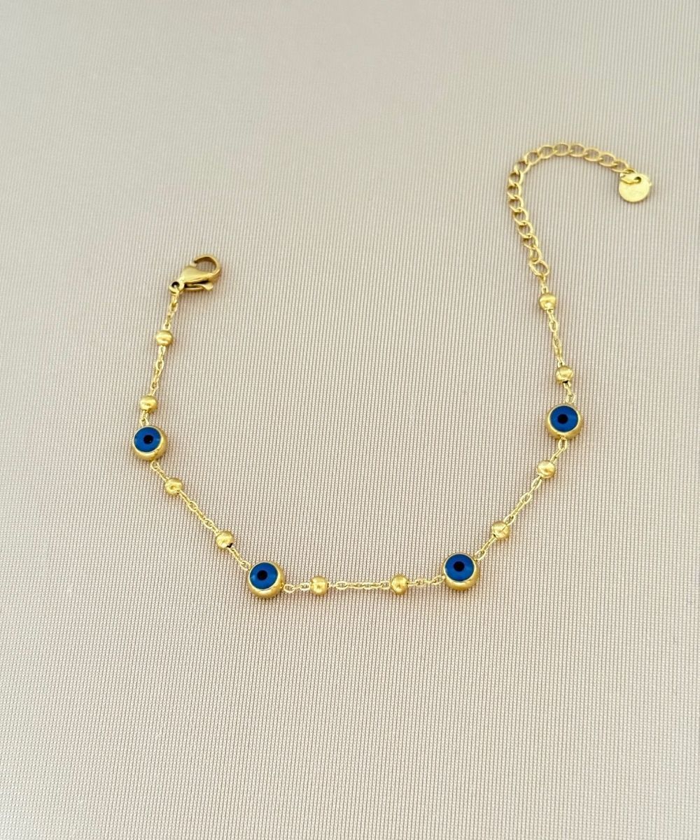 Çelik Dorikalı Mavi Nazarlık Bileklik