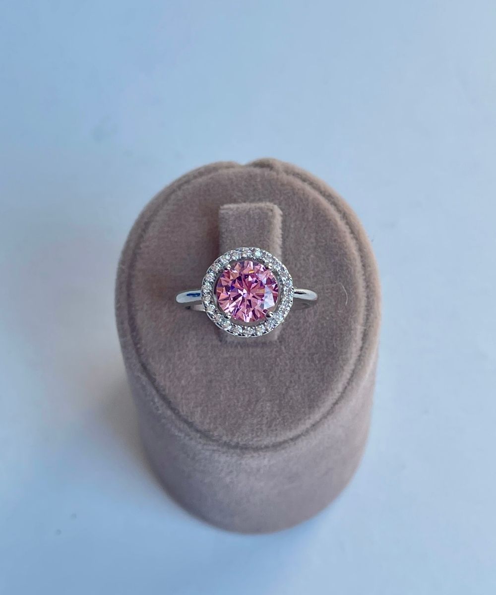 Pirinç Oval Pembe Taşlı Yüzük