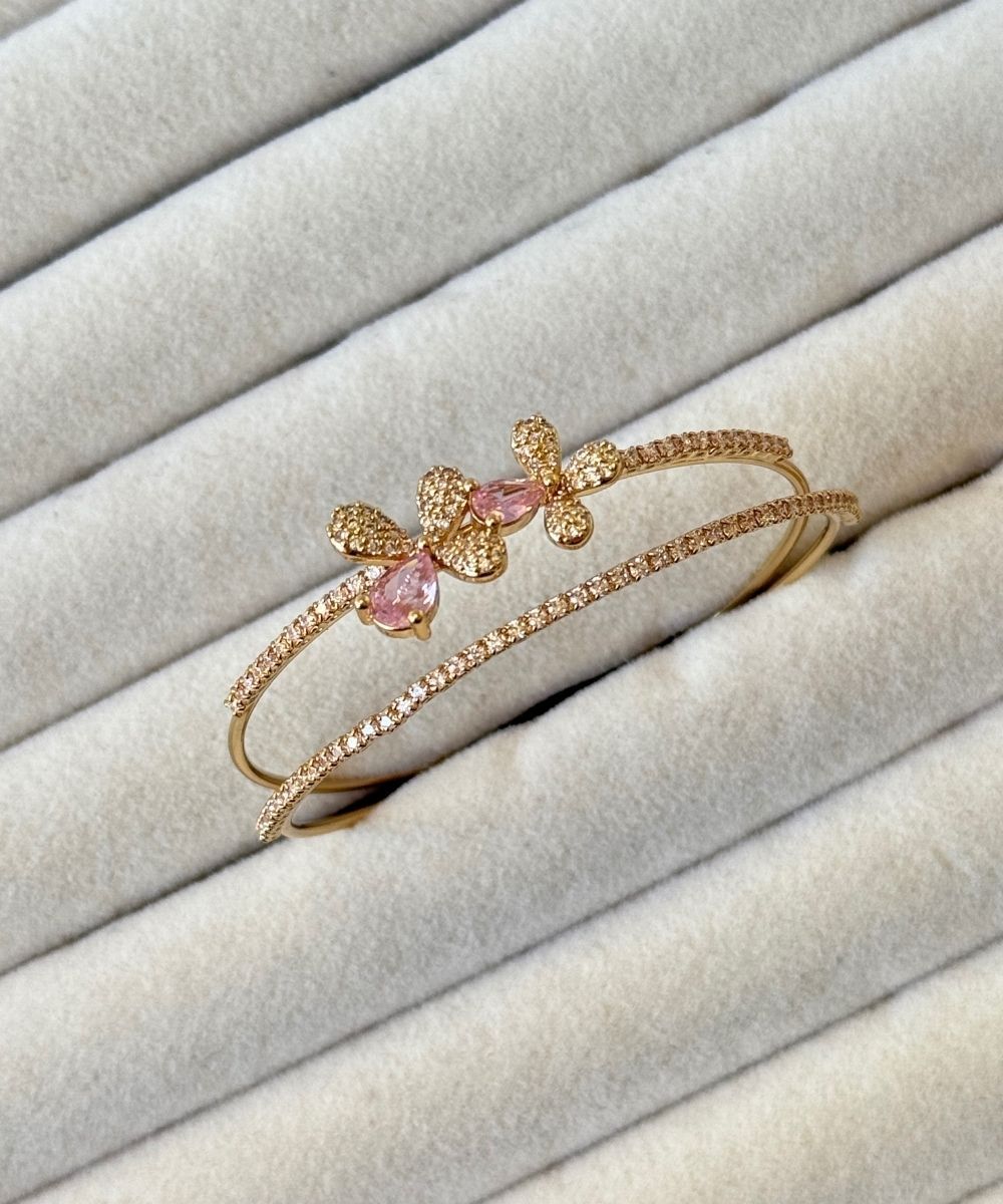 Luxury Pembe Taşlı Fiyonk Kelepçe