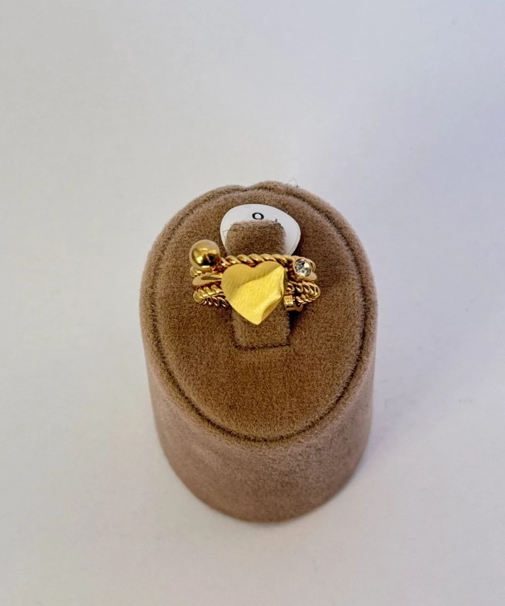 Çelik Taşlı Kalp Numaralı Yüzük