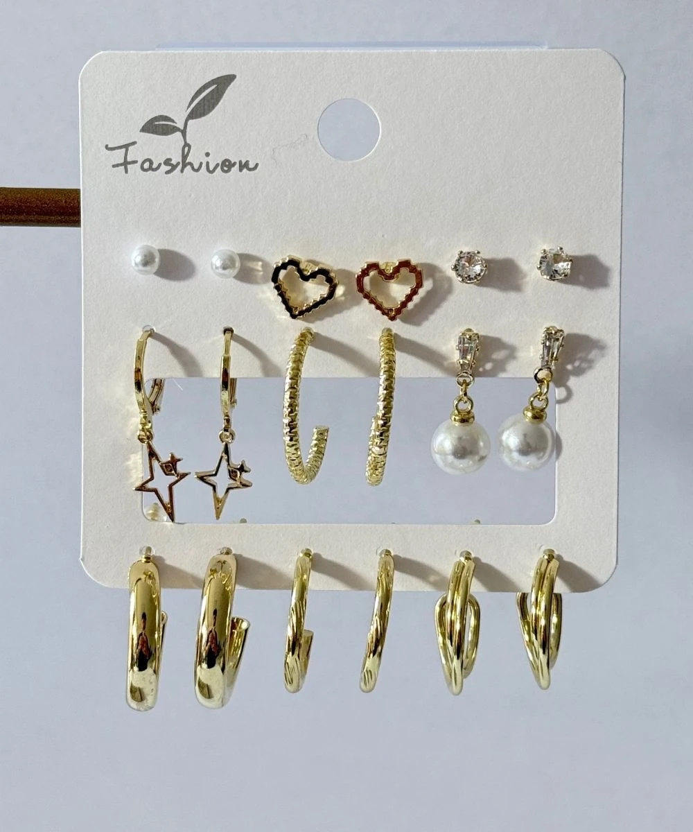 Vip Yıldız Kalp 16'Lı Biuteri Küpe