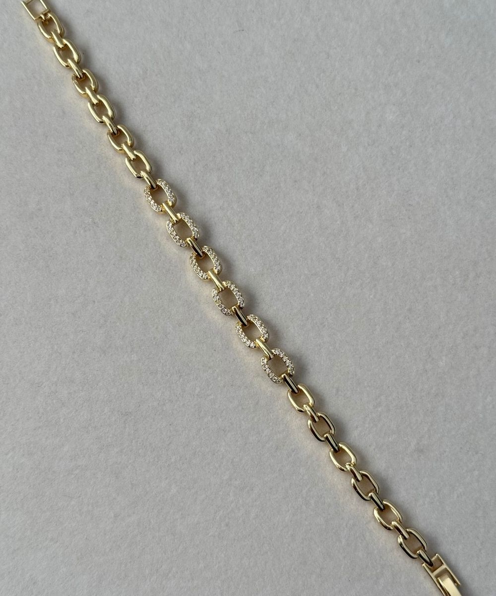 Zirkon Kare Işıltılı Gold Bileklik