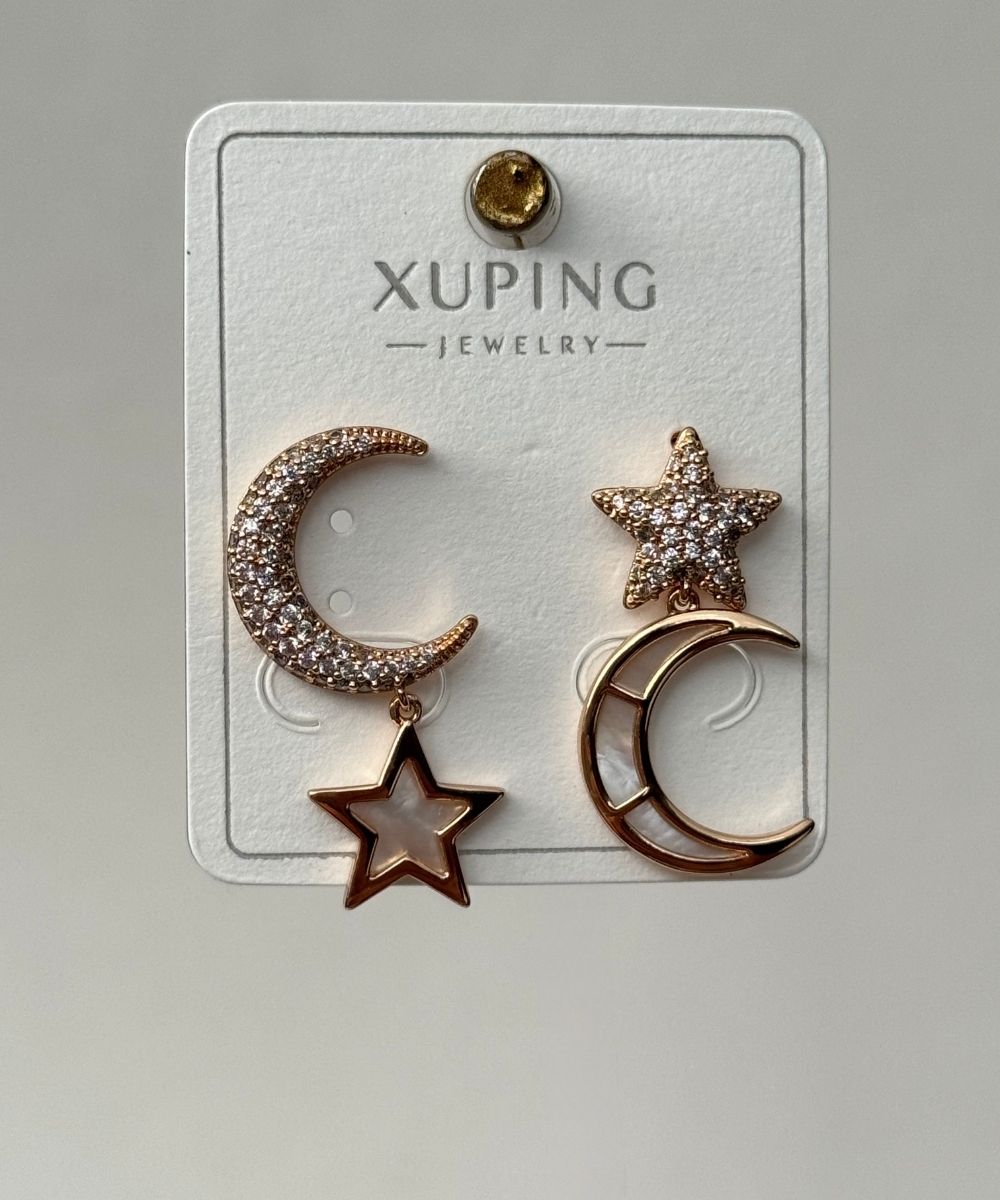 Xuping Ay Yıldız Taşlı Küpe