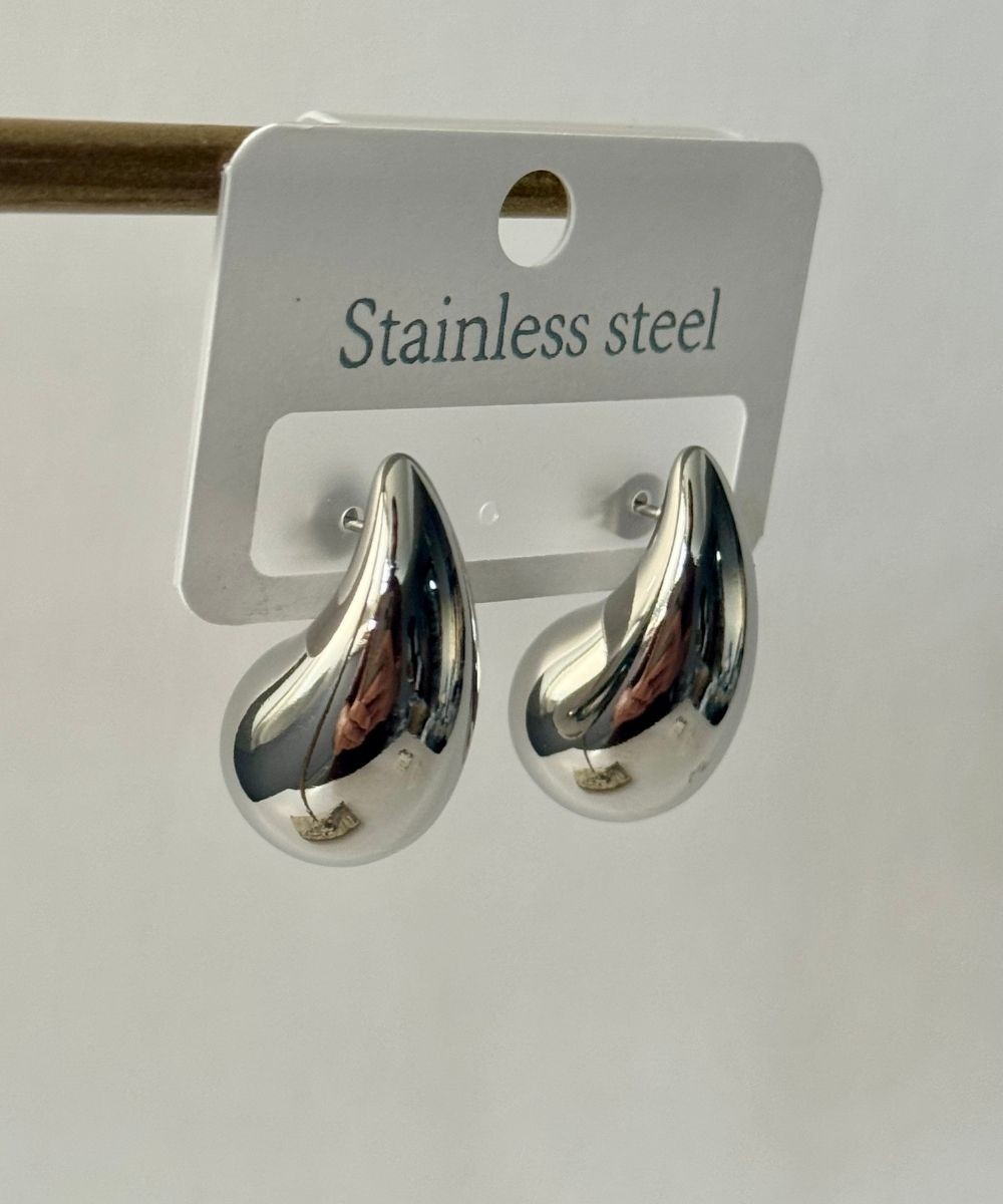 Çelik Damla Silver 3Cm Küpe