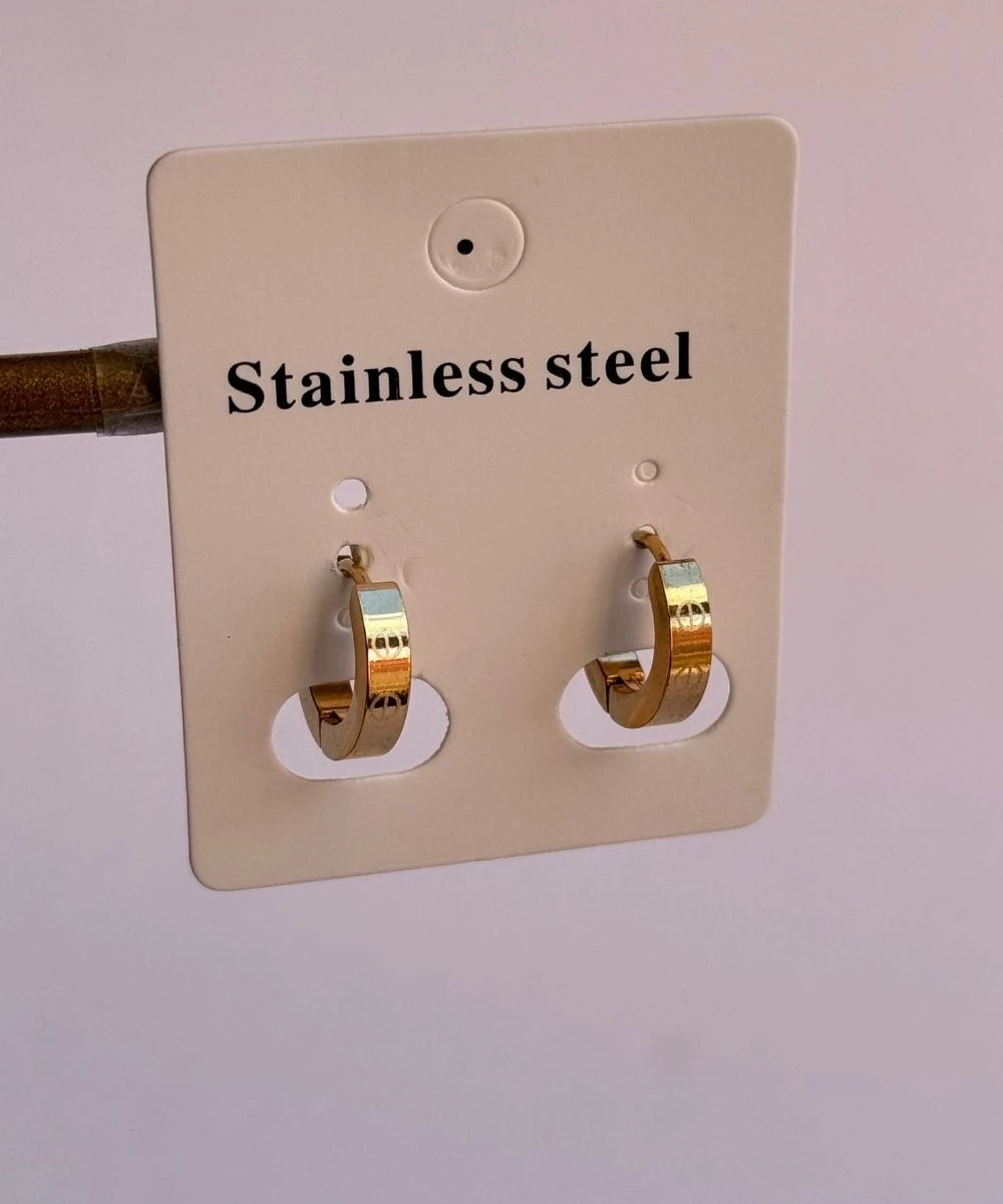 Çelik 2'Li Klasik Gold Küpe