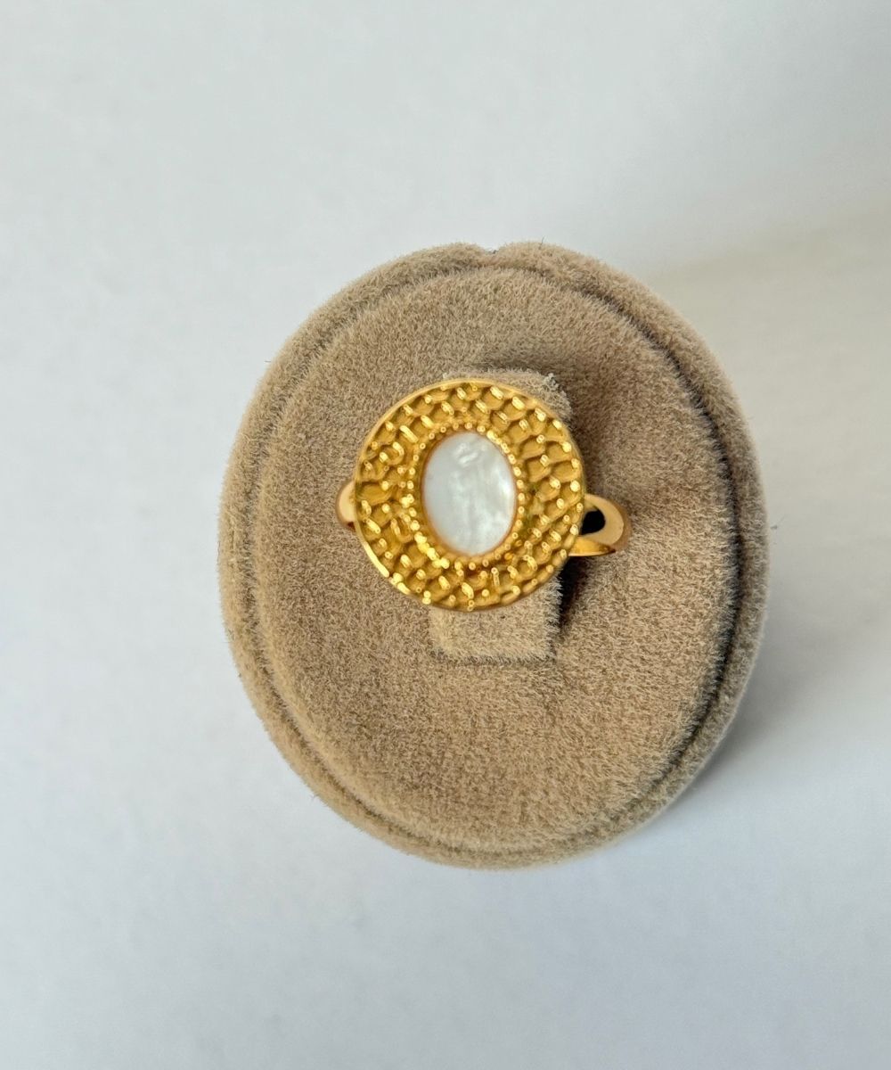 Çelik Beyaz Taşlı  Ayarlamalı Yüzük