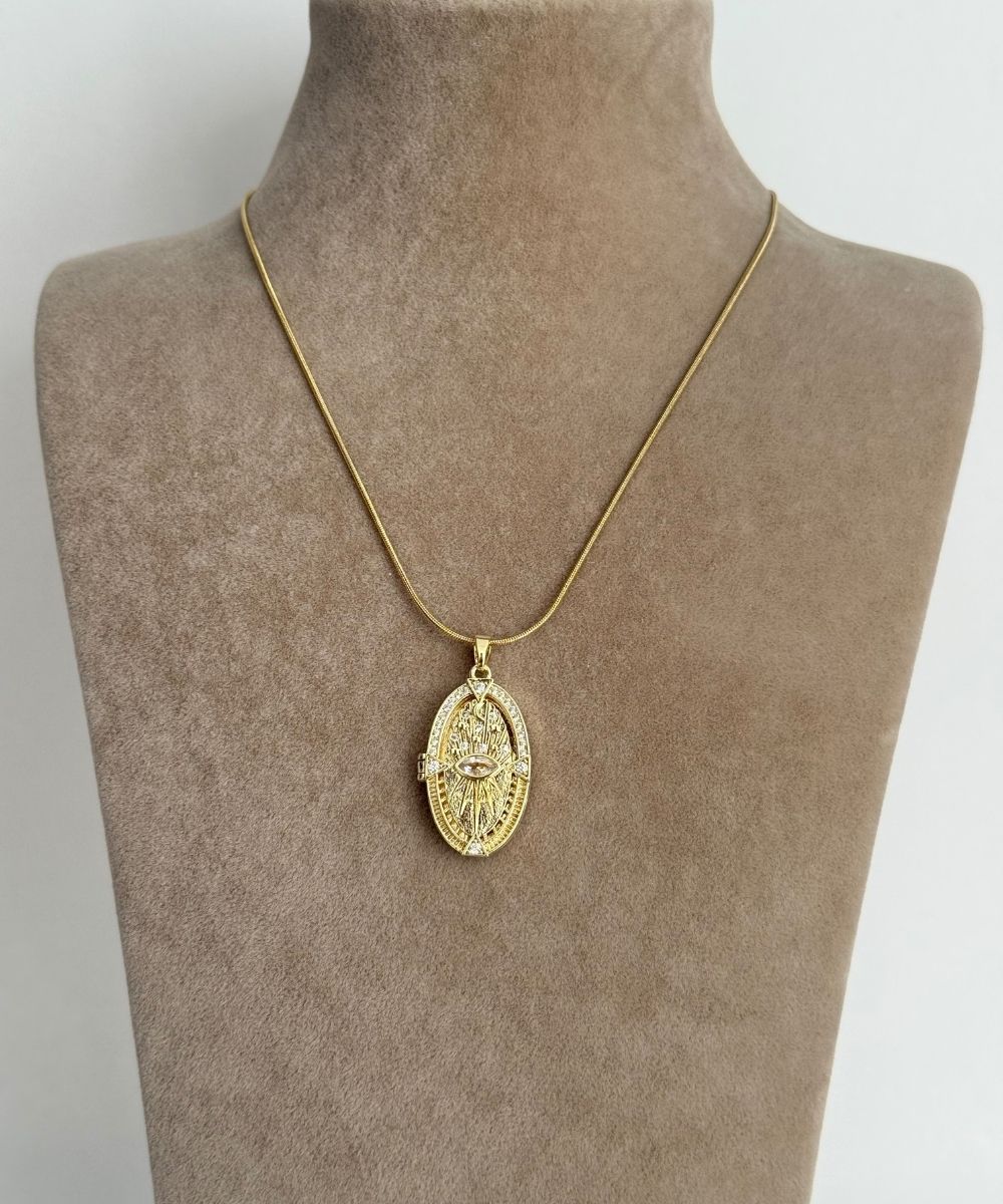 Çelik Antik Göz Kapaklı Kolye