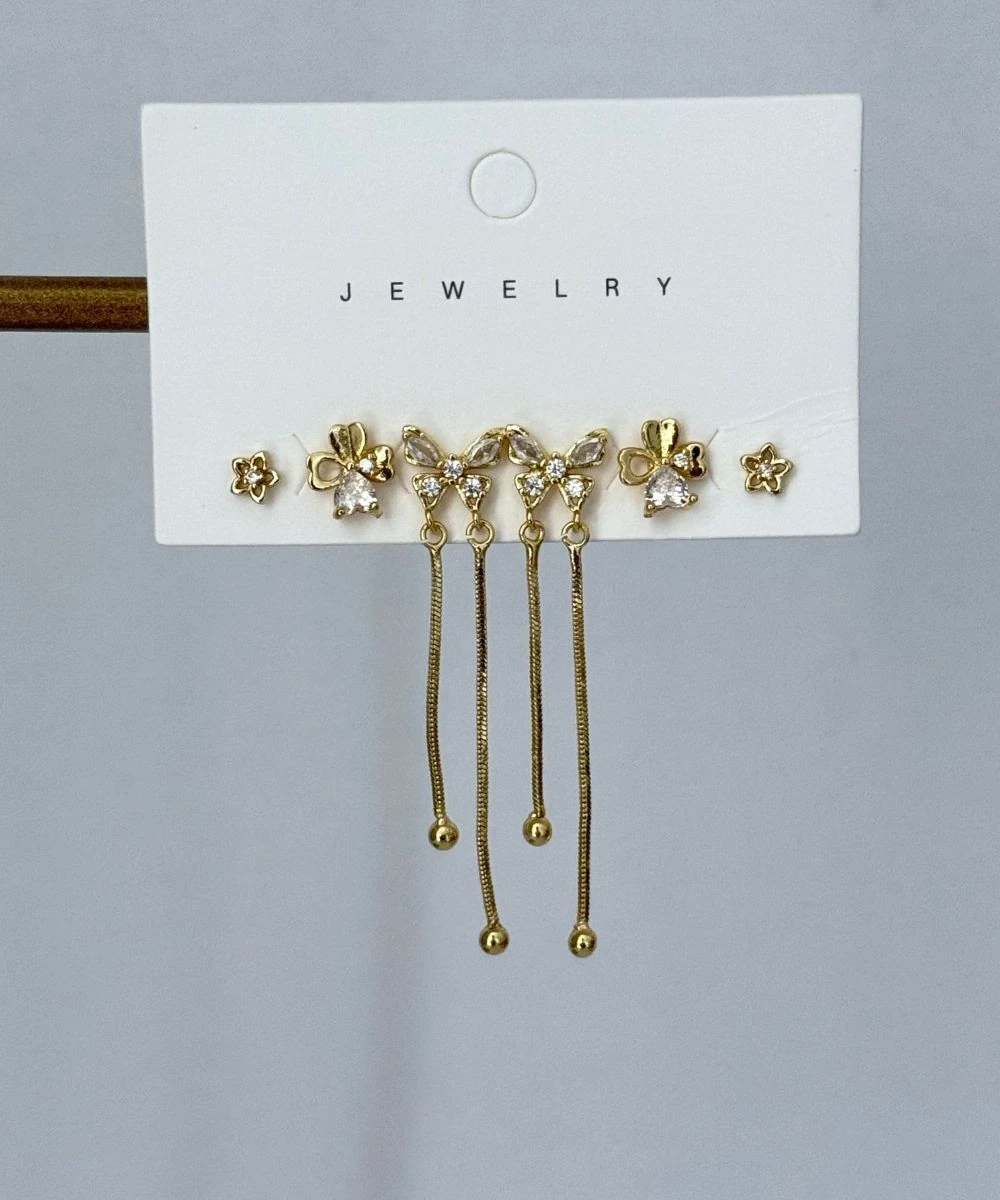 Bijuteri 6'Lı Sallantılı Kelebek Yonca Küpe