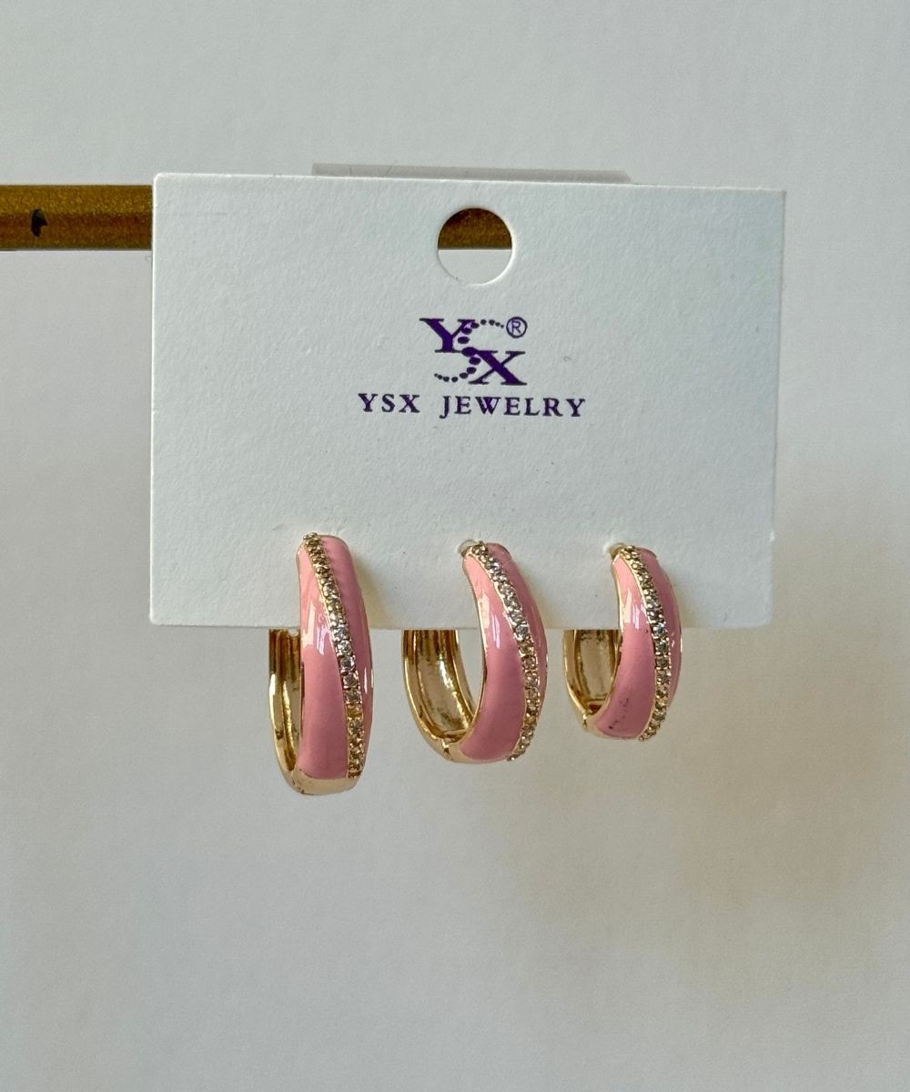 Ysx Elit Pembe 3'Lü Küpe