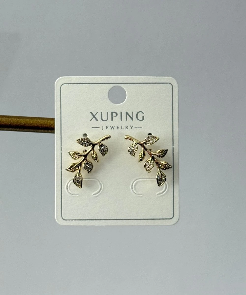 Xuping 2'Li Taşlı Yaprak Küpe