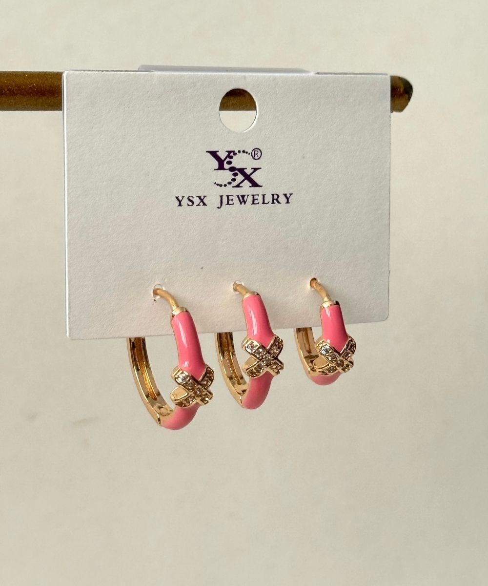 Ysx Pembe X 3'Lü Küpe