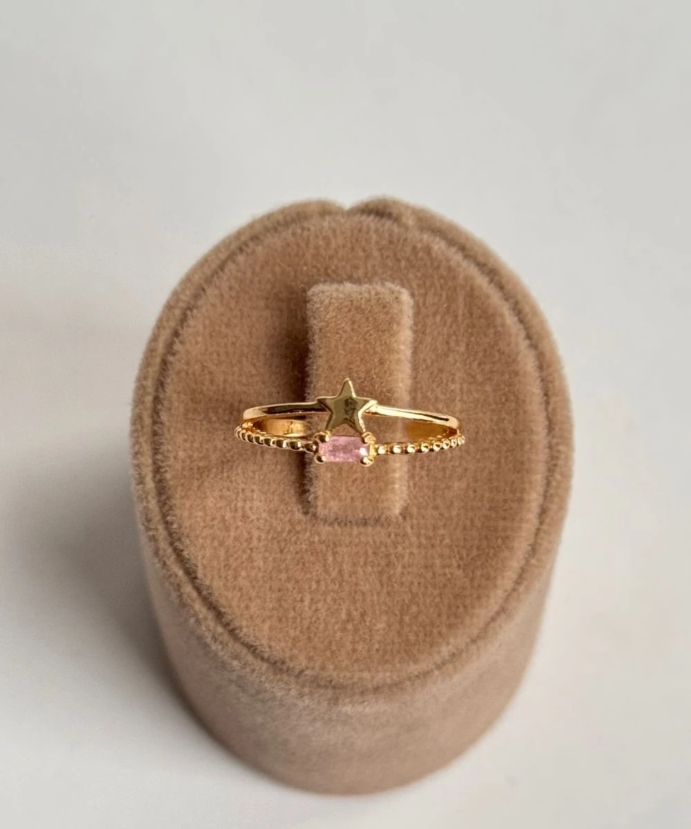 Pirinç Pembe Yıldız Yüzük