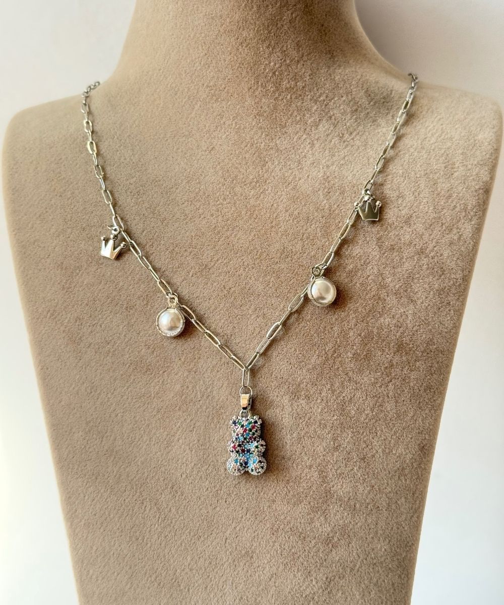 Çelik İncili Ayıcık Kolye