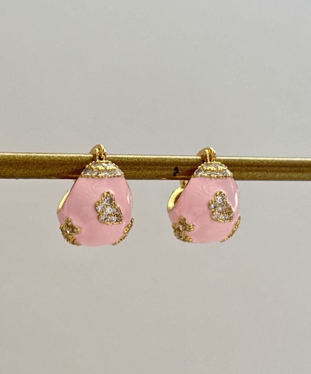 Luxury Pembe Hanedan Küpe