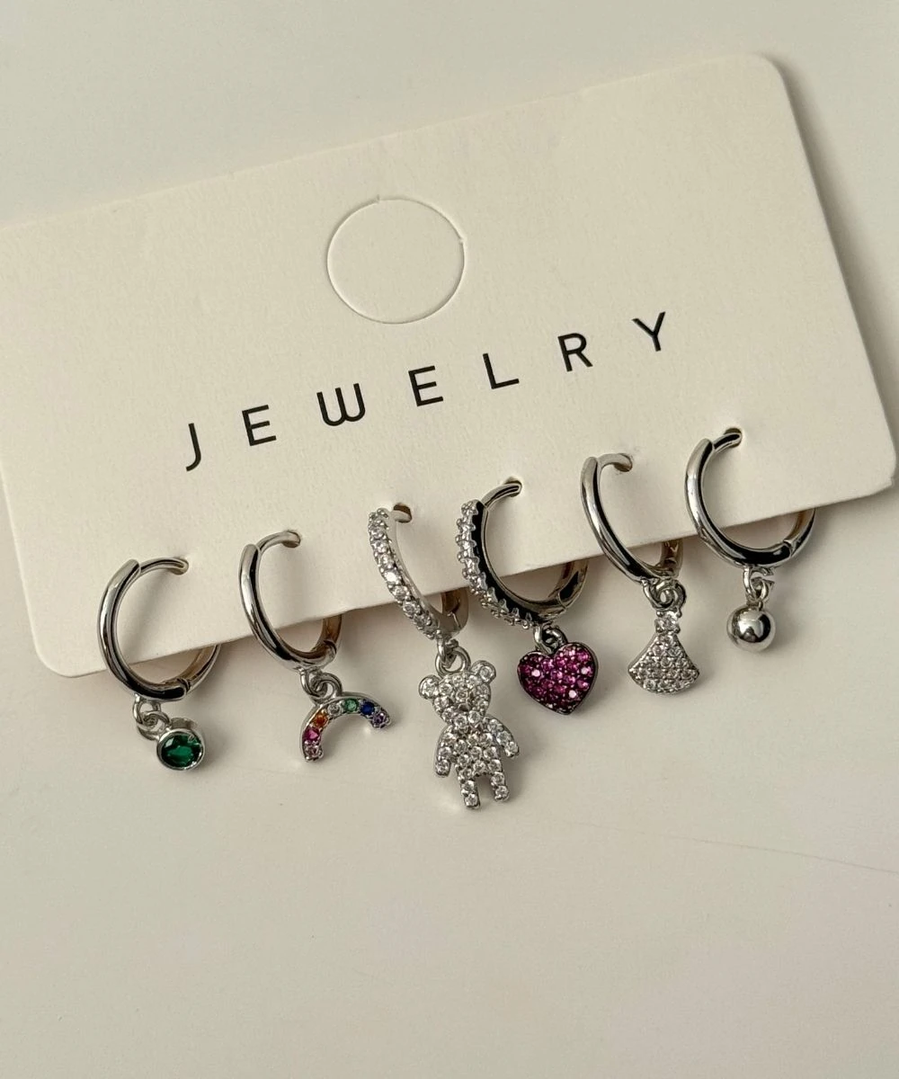 Bijuteri Ayıcık Silver 6'Lı Küpe