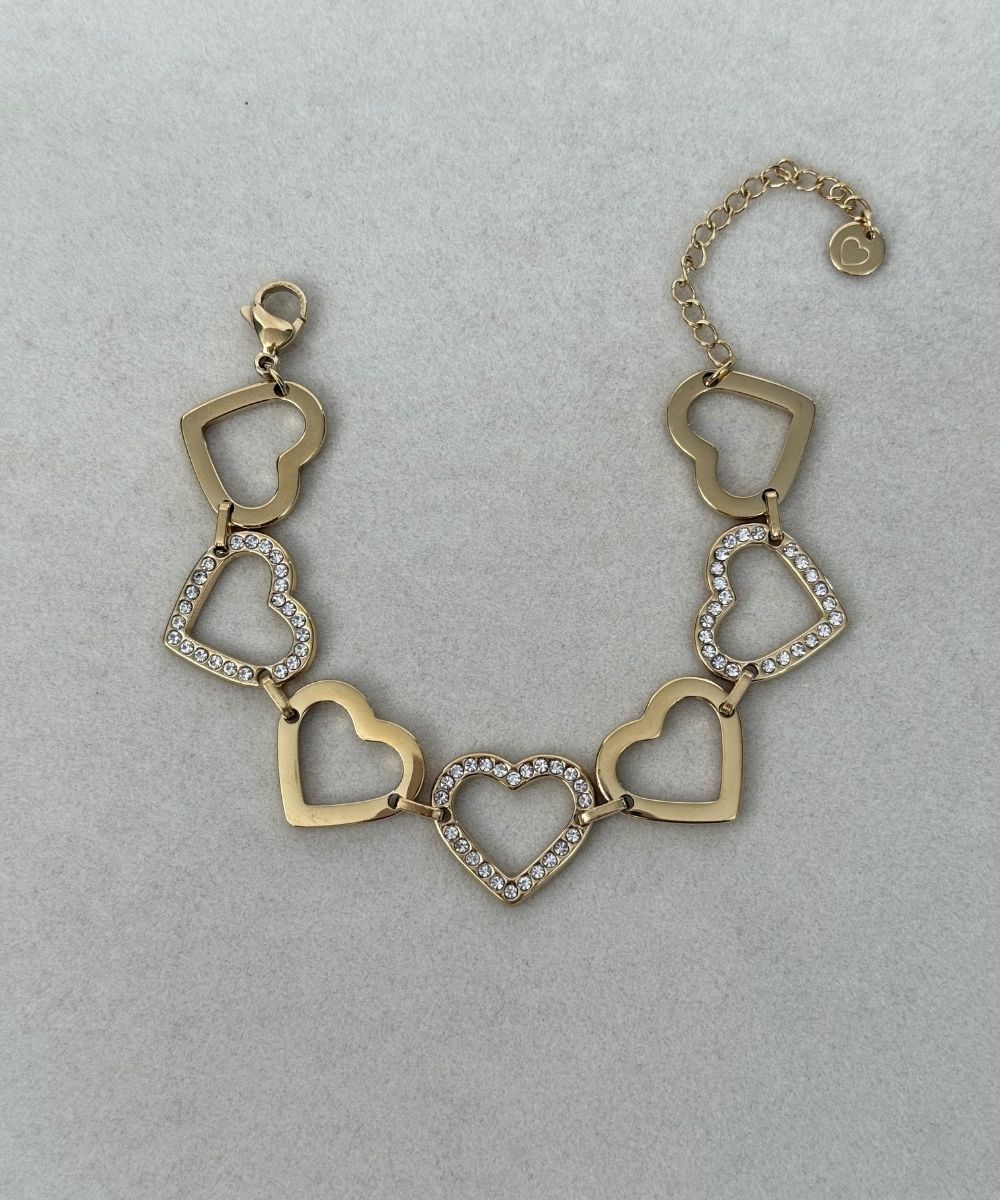 Çelik Taşlı Kalp Bileklik