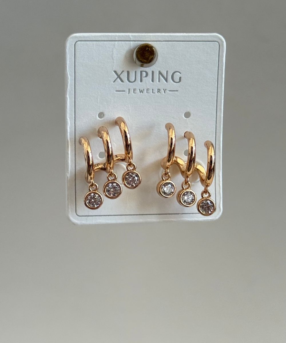 Xuping Üç Yuvarlak Küpe