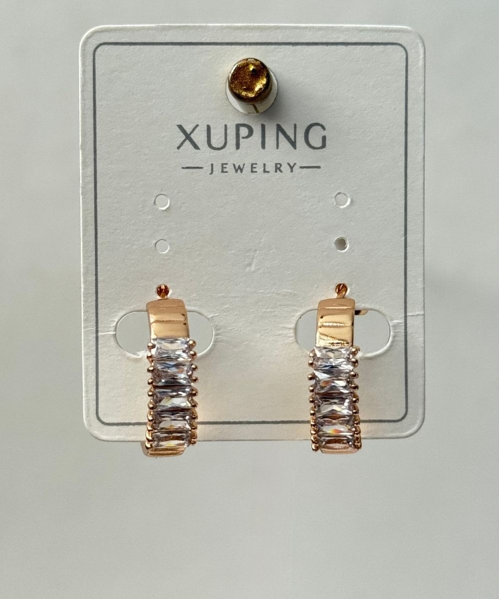 Xuping Baget Taşlı Rose Halka Küpe