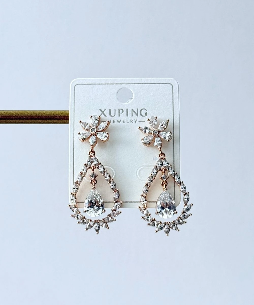 Xuping  2'Li Sallantılı Damla Çiçek Küpe