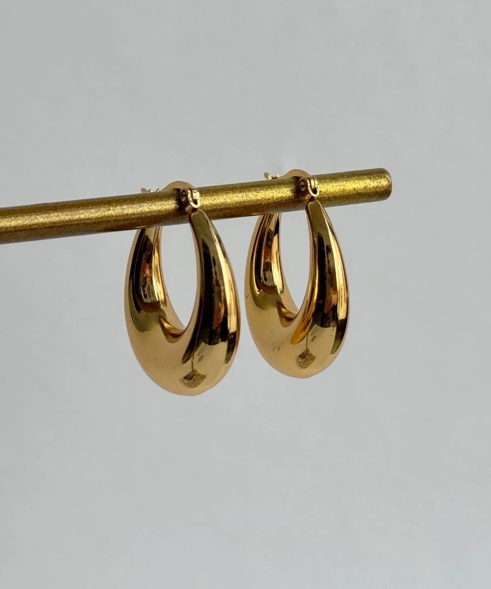 Çelik Midye Sade Küpe