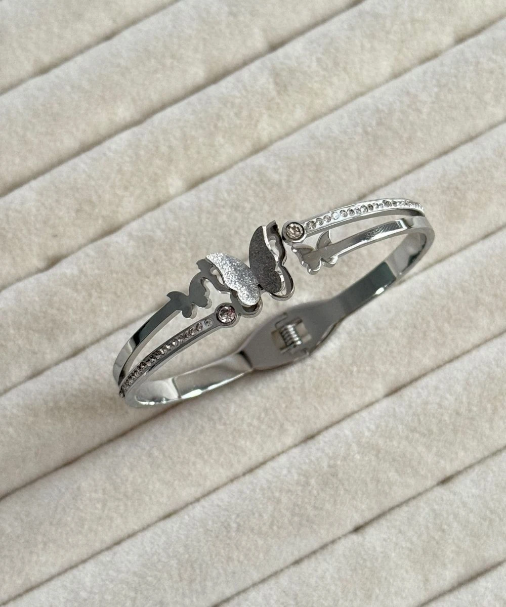 Çelik Taşlı 3'Lü Kelebek Silver Kelepçe