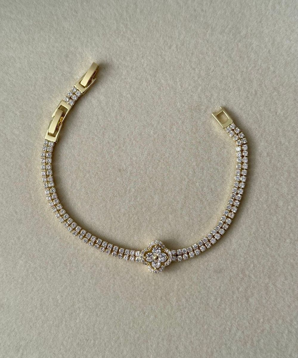 Çelik Yonca Çift Sıra Suyolu Bileklik