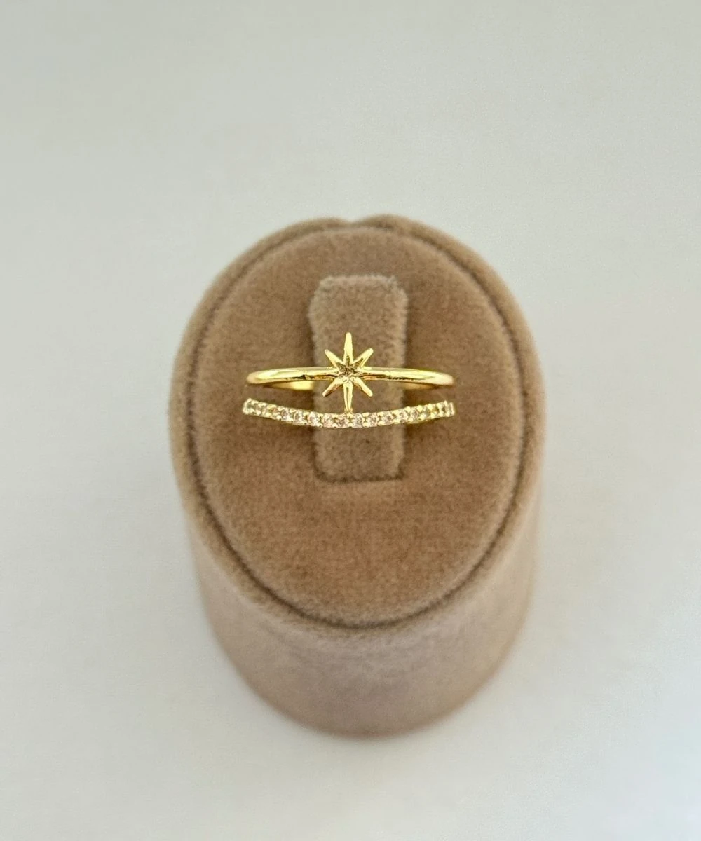 Vıp Taşlı Oval Yıldız Ayarlamalı Yüzük