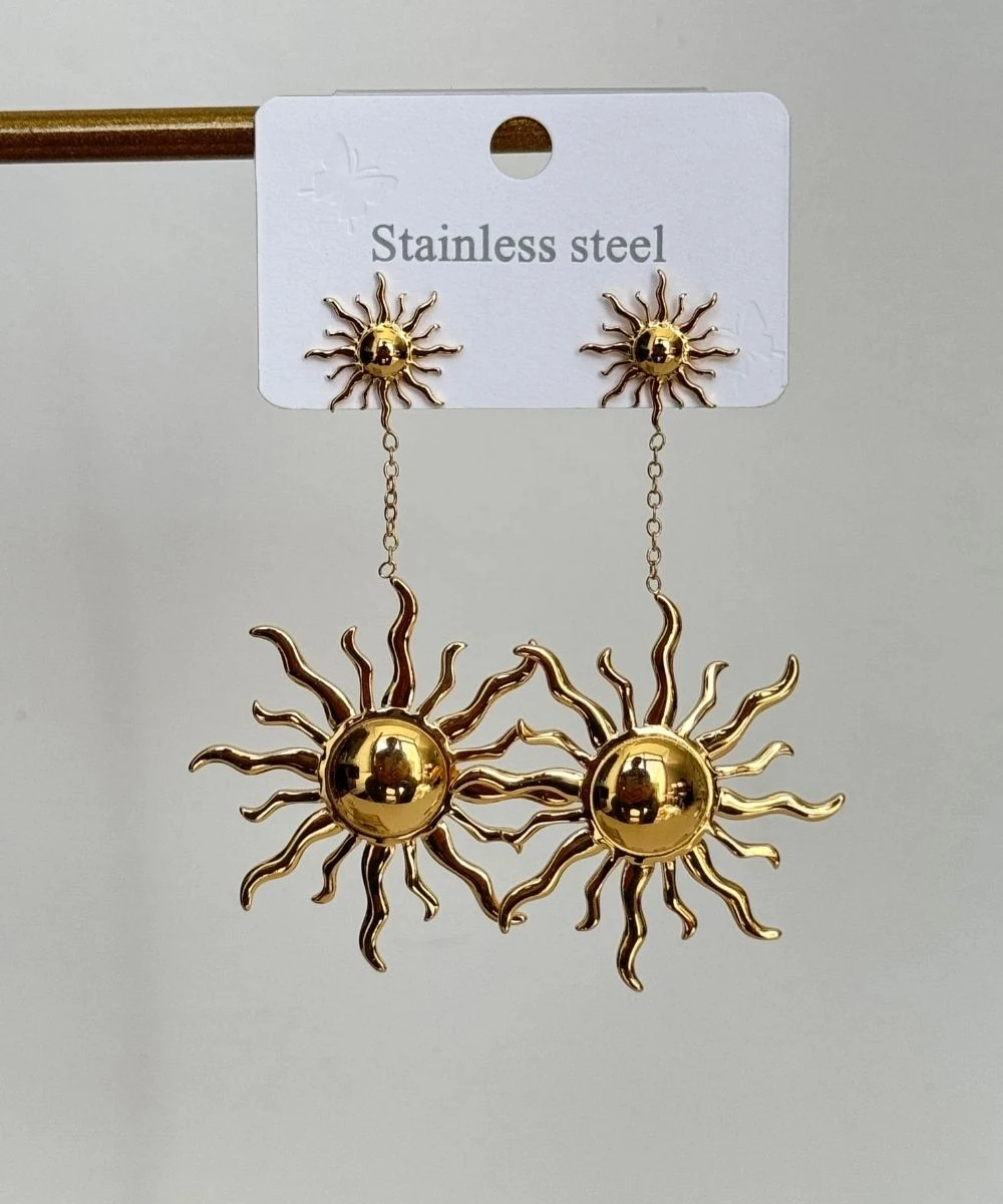 Çelik Sallanan Güneş Küpe