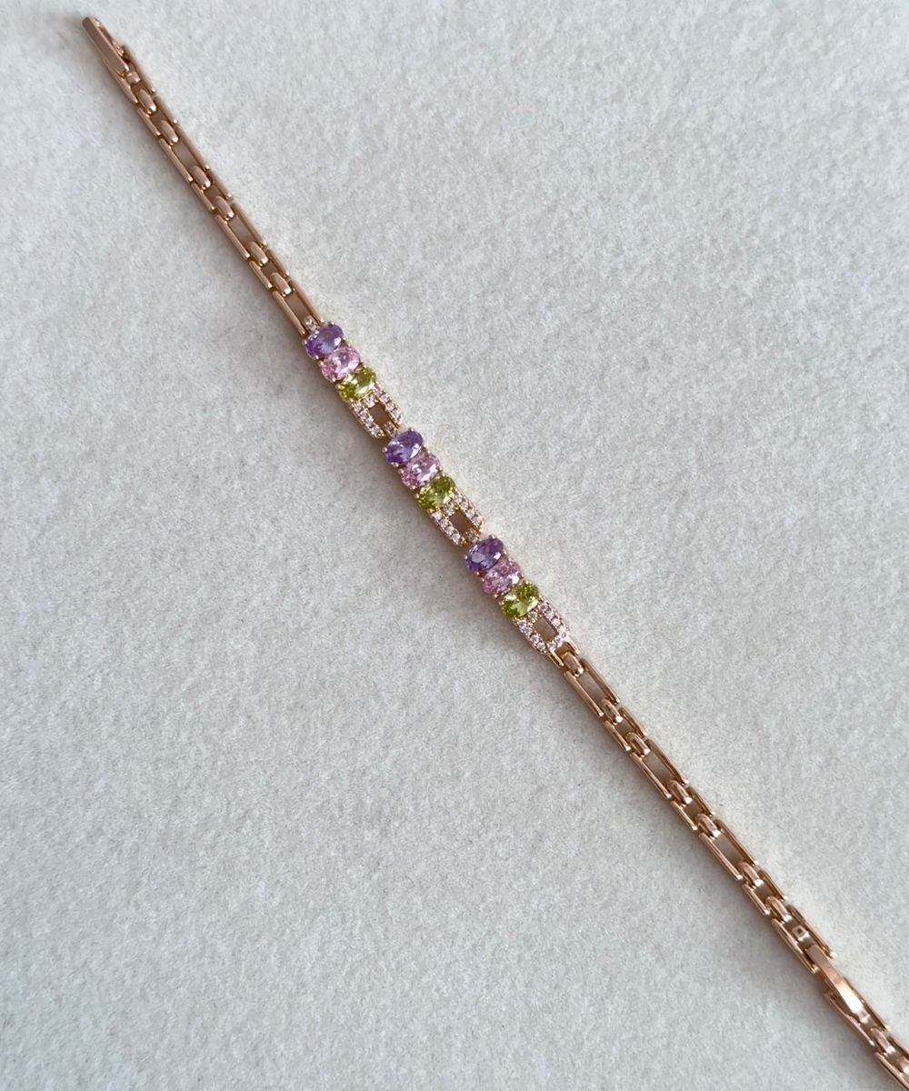 Xuping Mor Pembe Taşlı Bileklik