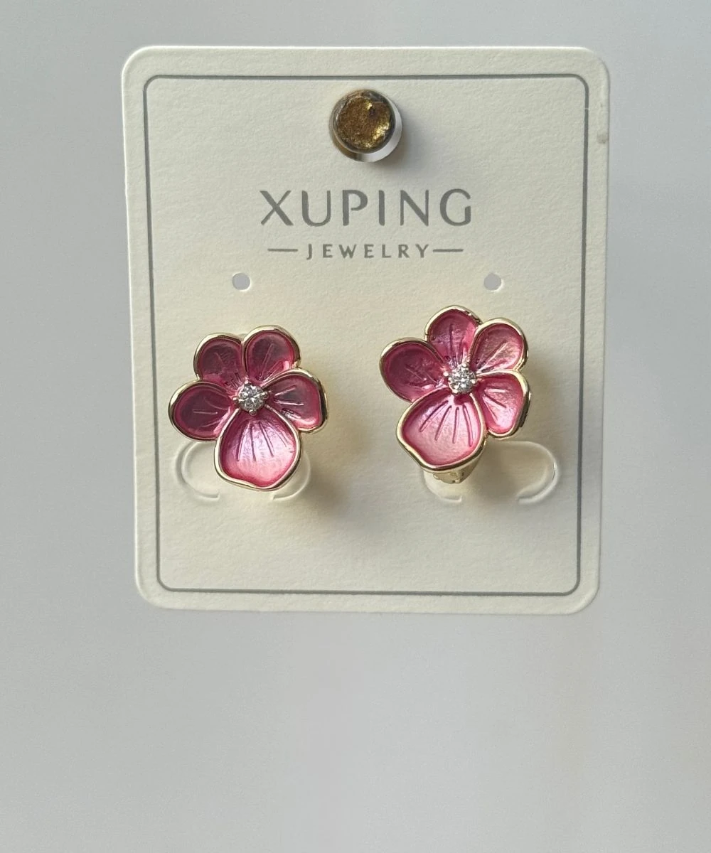 Xuping Fuşya Çiçek Küpe