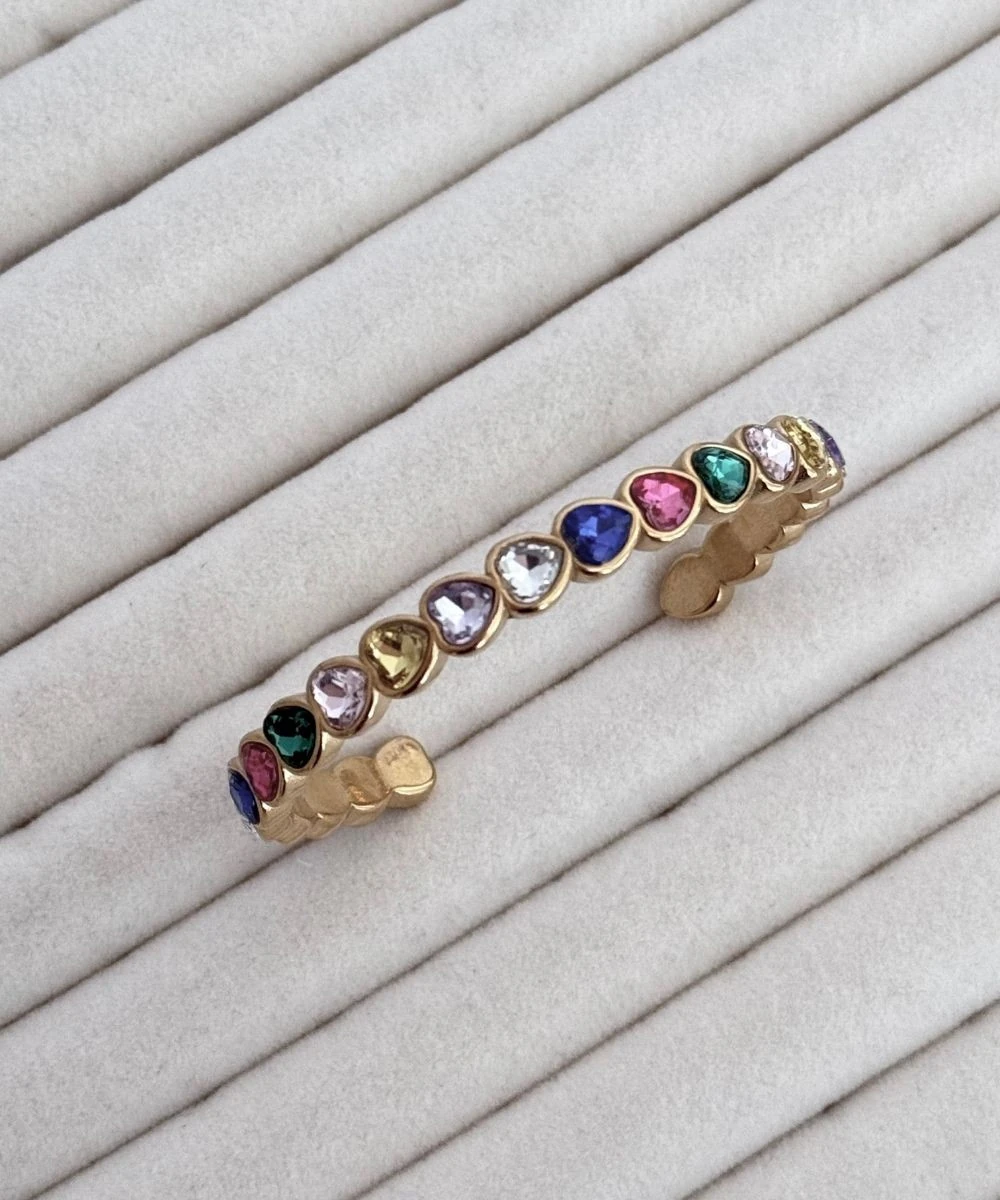 Çelik Renkli Taşlı Kalp Kelepçe