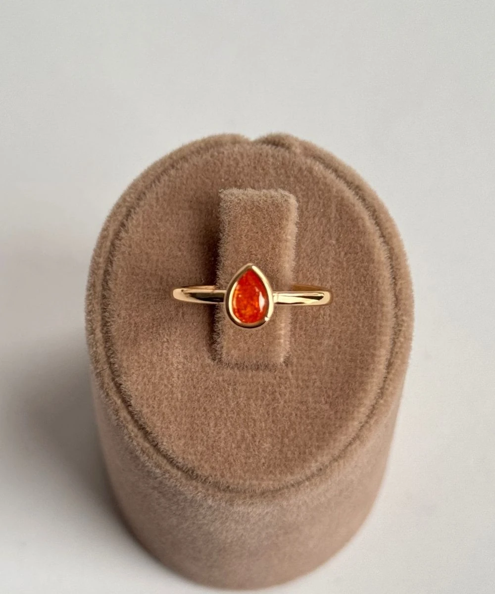 Pirinç Kırmızı Damla Yüzük