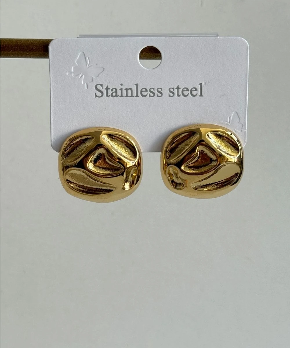 Çelik Dalgalı Yuvarlak Küpe