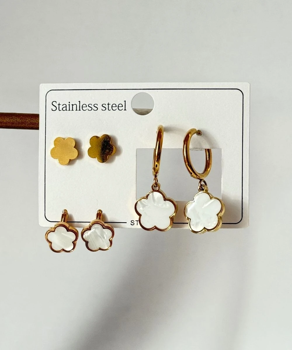 Çelik 6'Lı Sedef Yonca Küpe