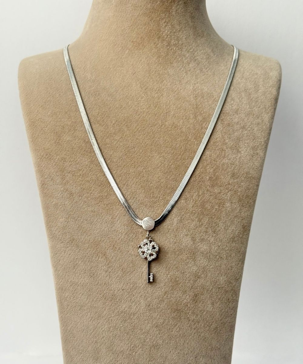 Çelik Anahtar İtalyan Silver Kolye