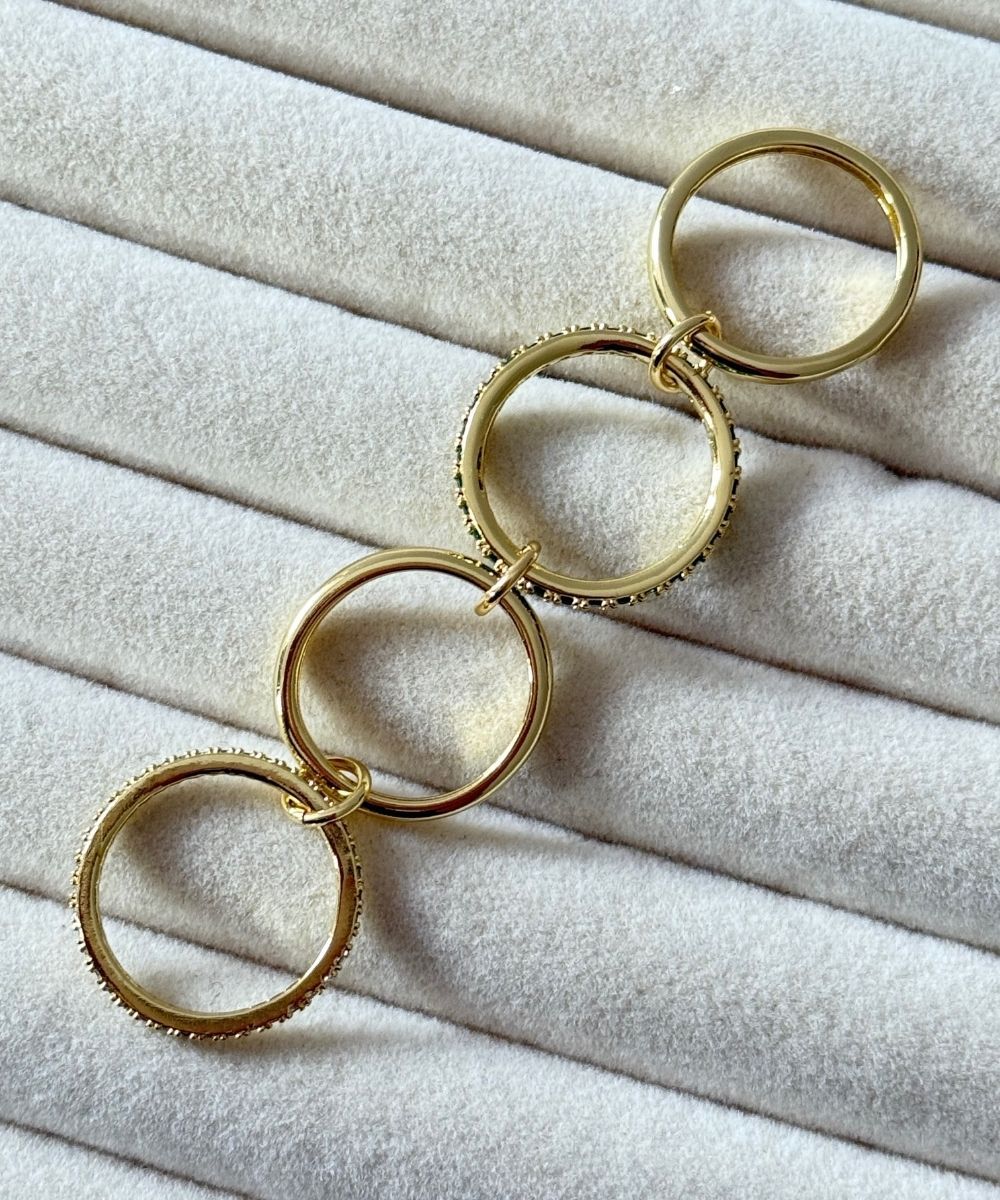 Xuping 4'Lü Yeşil Taşlı Numaralı Yüzük