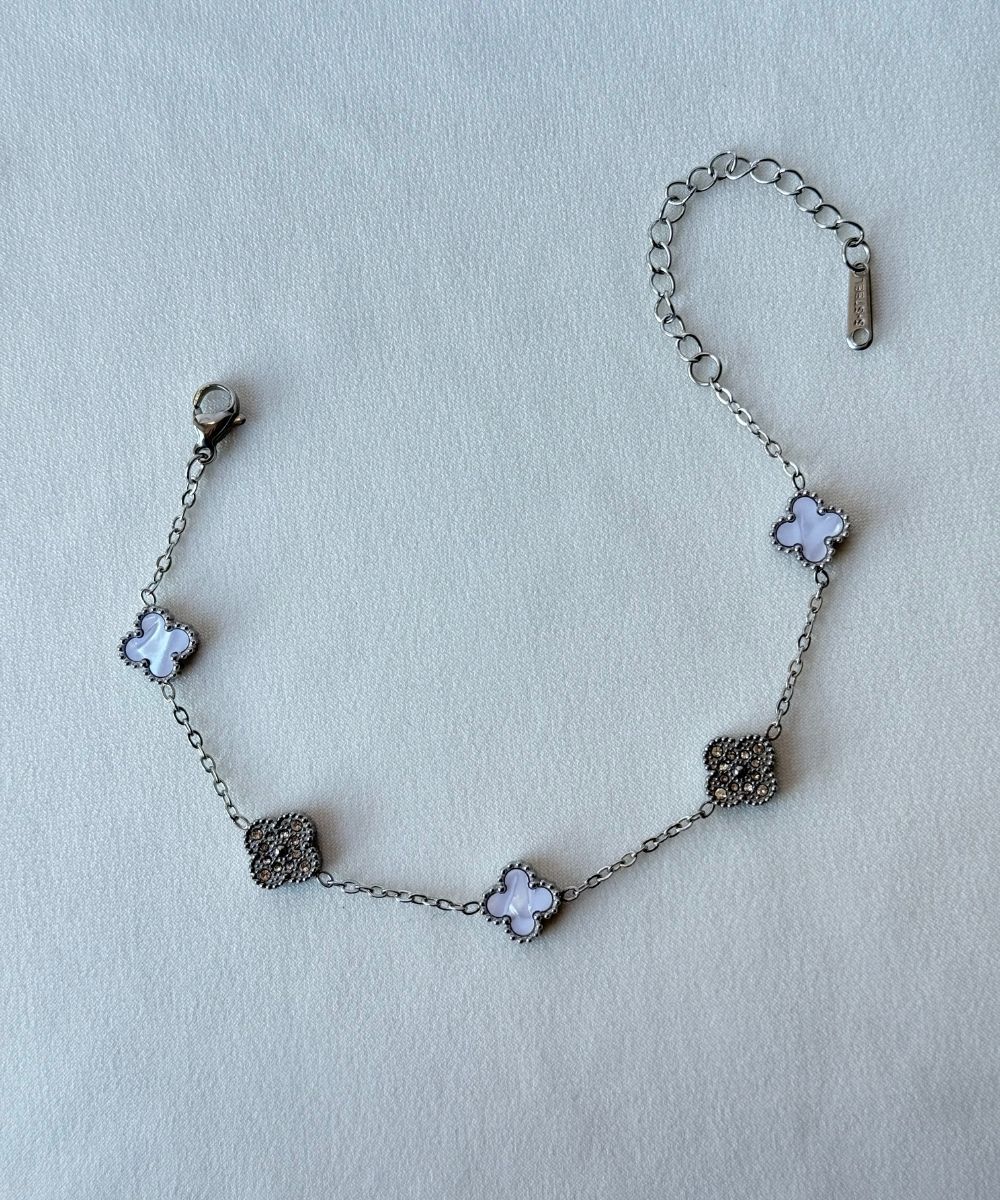 Çelik Sedef Sade Küçük Yonca Bileklik