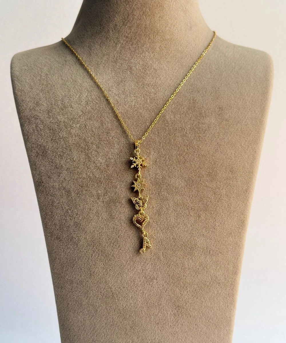 Çelik  Kalp Kar Tanesi Nota Kolye