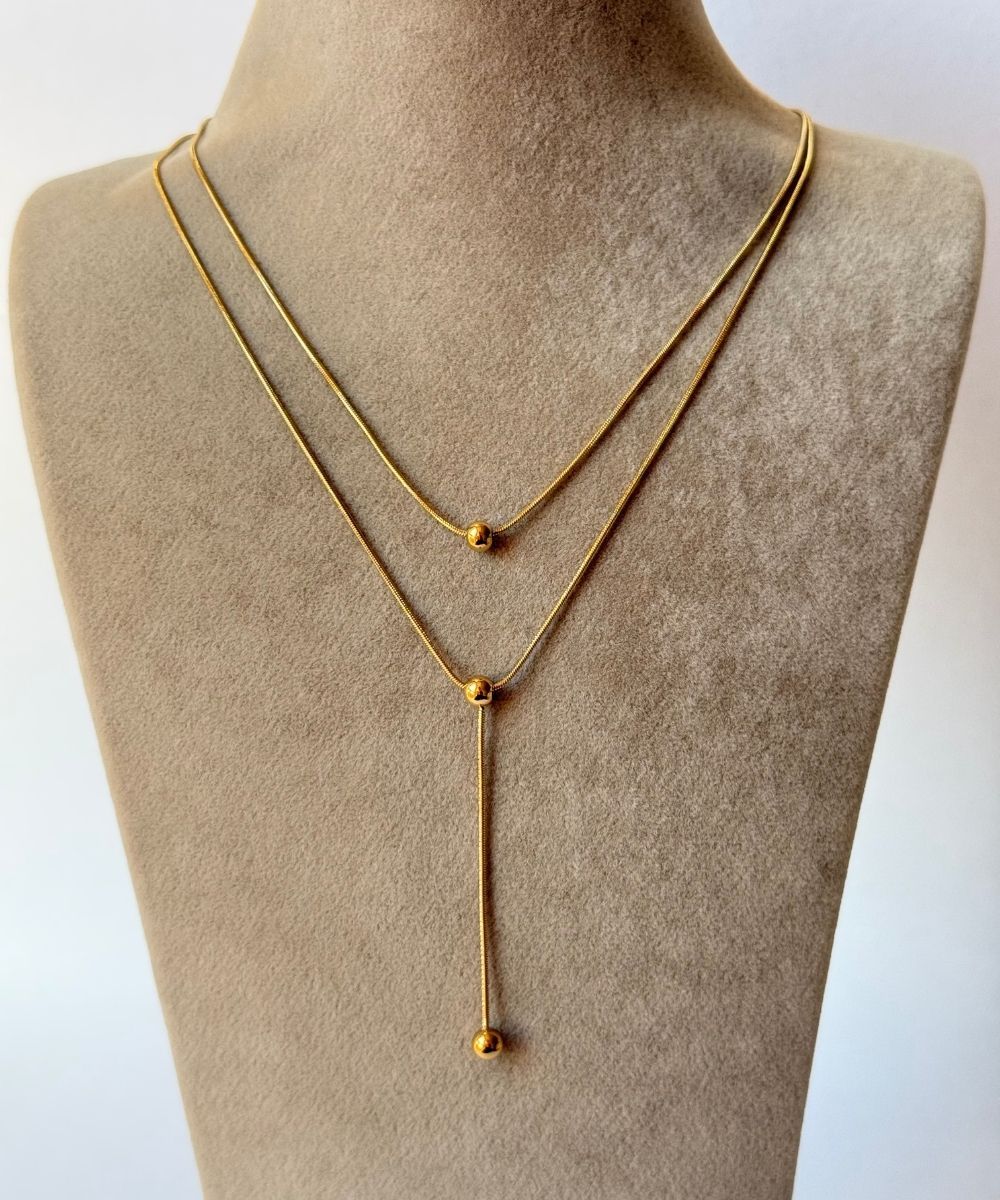 Çelik 2'Li Minimal Toplu Y Gold Kolye