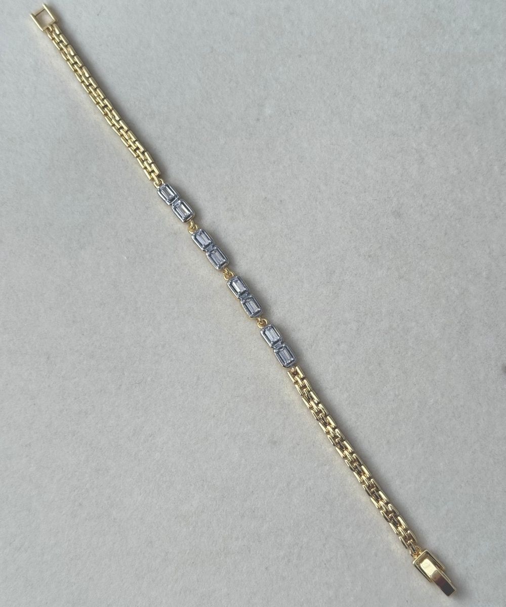 Zirkon İkili Baget Gold Bileklik