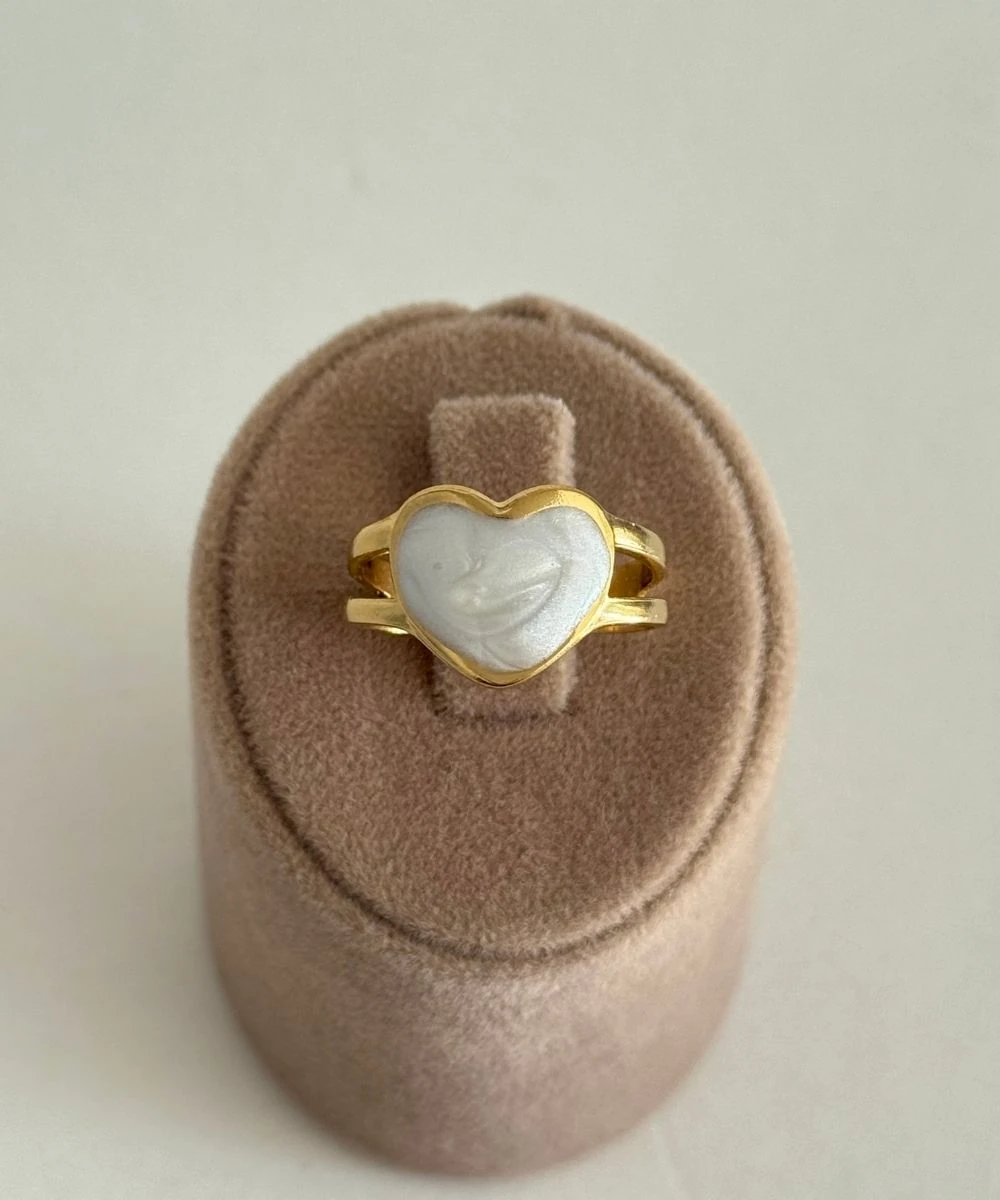 Çelik Kalp Sedefli Ayarlamalı Yüzük