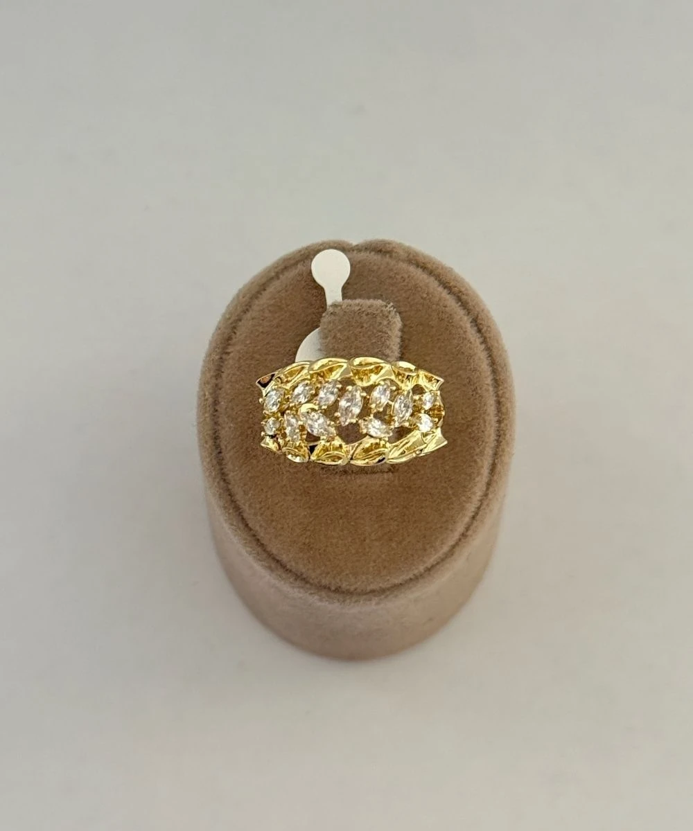 Xuping Yaprak Desen Taşlı Numaralı Yüzük